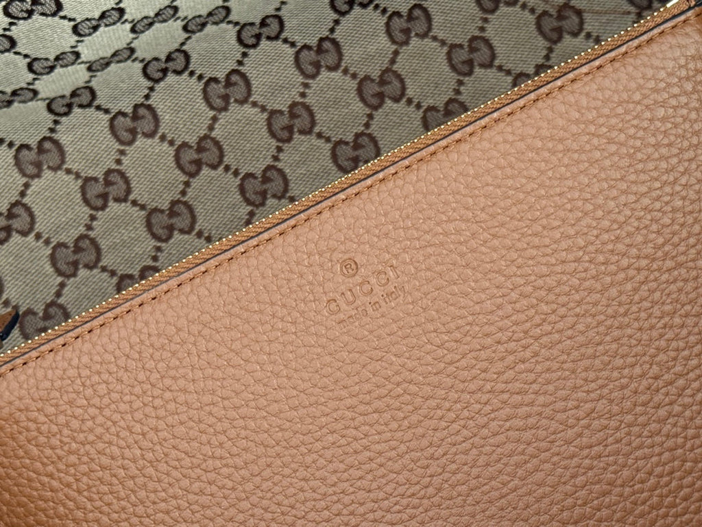 MEDIUM TOTISSIMA REVERSIBLE TOTE BAG 30 IN BROWN CALFSKIN BEIGE AND BROWN GG CANVAS ON SIDE