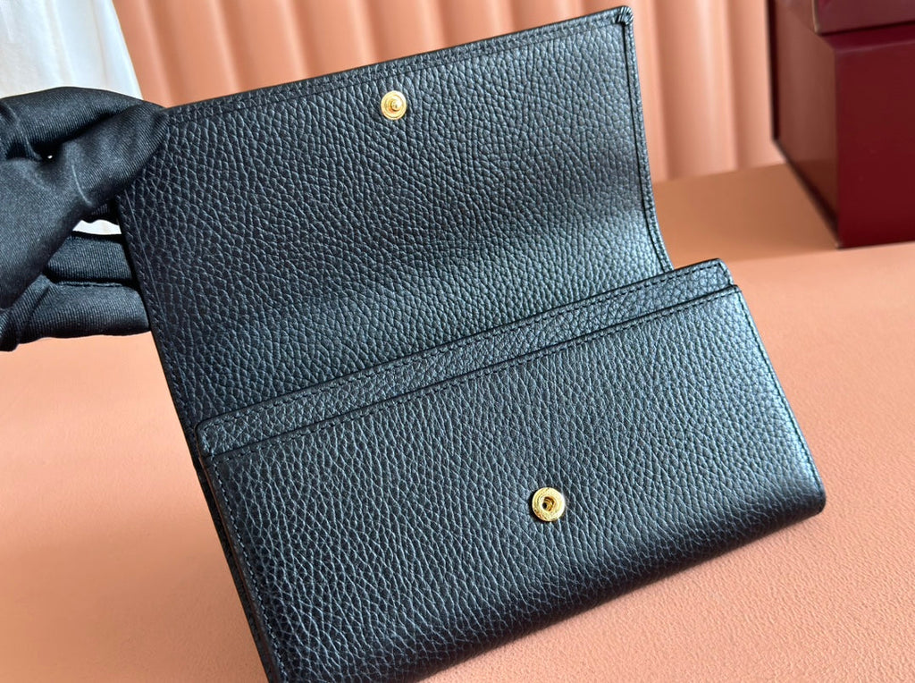 GG MARMONT CONTINENTAL WALLET 19 BLACK IN CALFSKIN