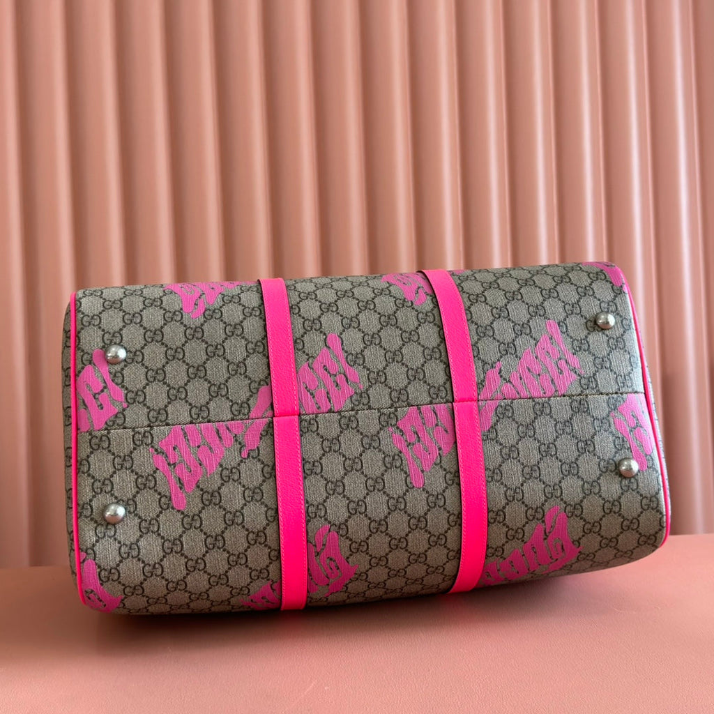 グッチ クロマ ラージ ダッフルバッグ 45 ピンク GGモノグラムキャンバス