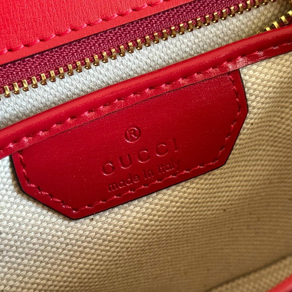 GUCCI BAMBOO MINI BAG 21 RED IN CALFSKIN