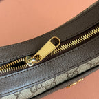 GGスプリーム ショルダーバッグ 20 ブラウン キャンバス ロゴ ゴールド金具