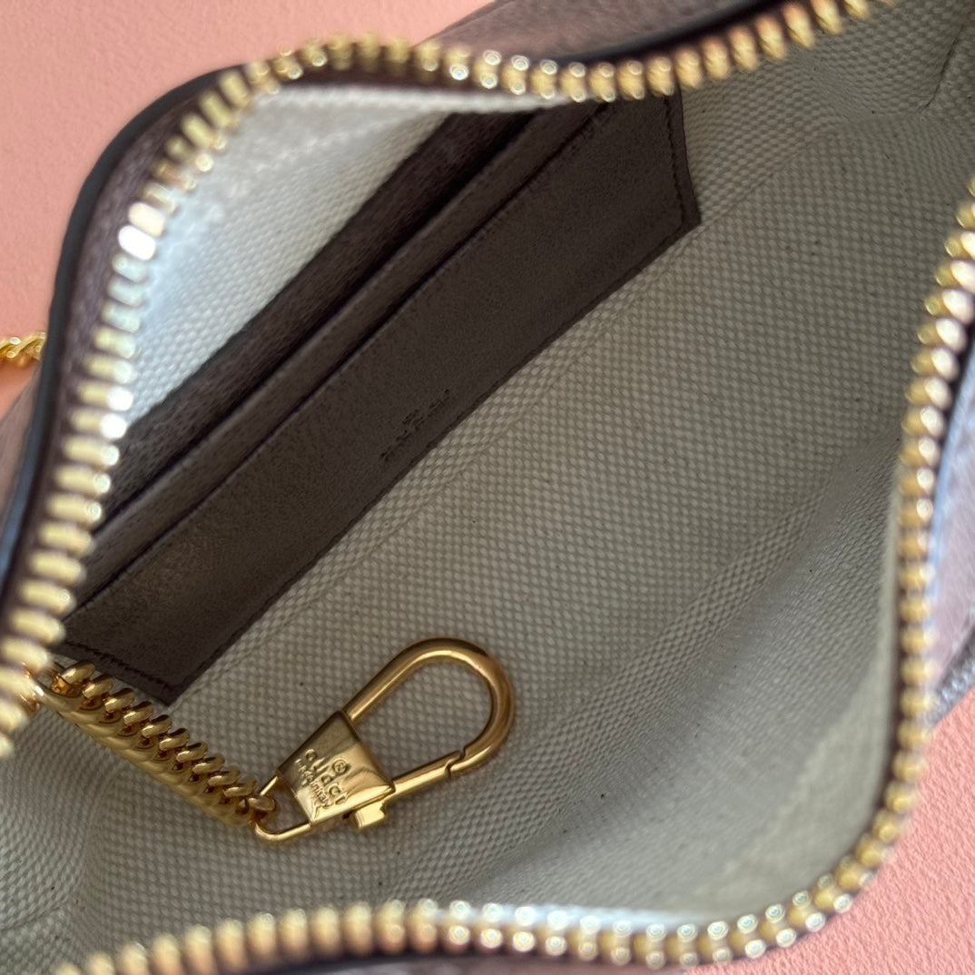 GGスプリーム ショルダーバッグ 20 ブラウン キャンバス ロゴ ゴールド金具