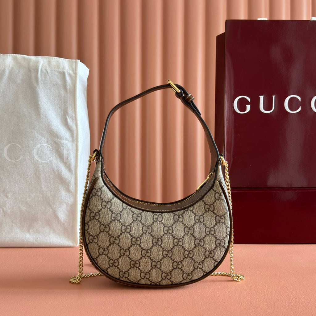 GGスプリーム ショルダーバッグ 22 ブラウン キャンバス ゴールド金具