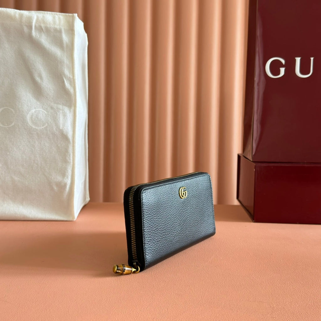 GG 25S マーモント ウォレット 19インチ ブラック カーフスキン ゴールド金具