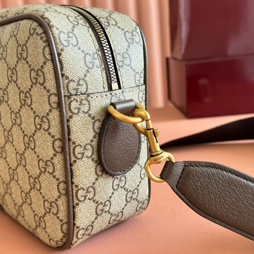 グッチ 25S オフィディア クロスボディバッグ 28 ベージュ キャンバス＆ブラウン カーフスキン