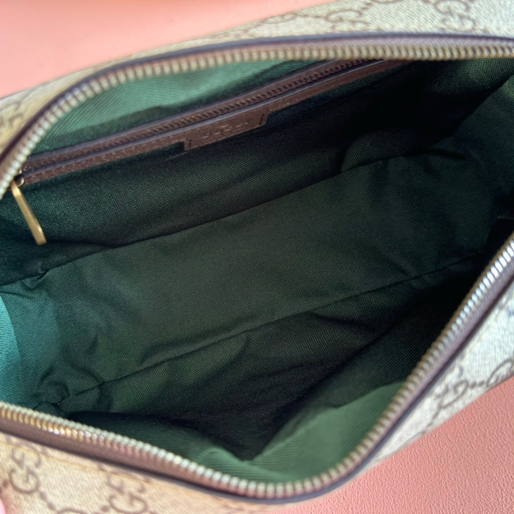 グッチ 25S オフィディア クロスボディバッグ 28 ベージュ キャンバス＆ブラウン カーフスキン