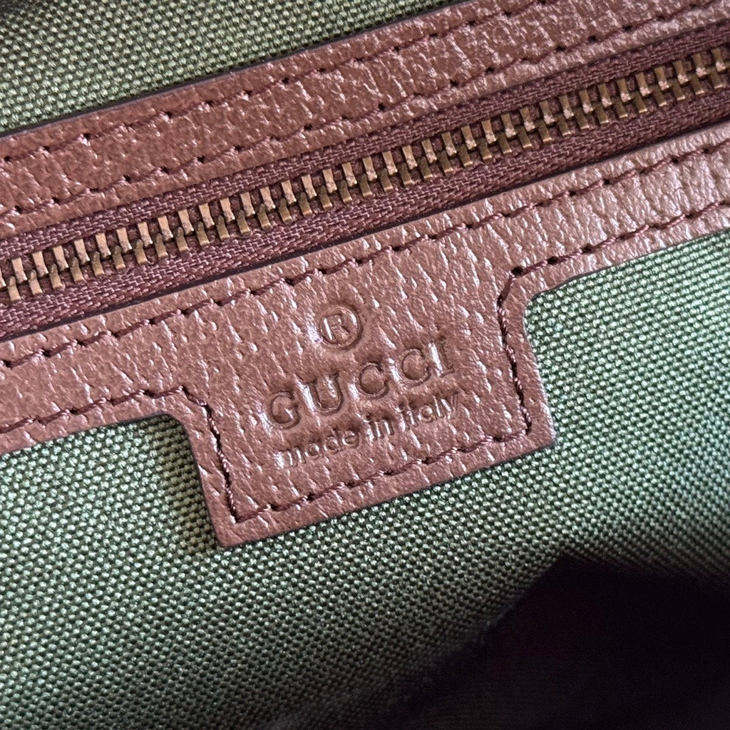 グッチ 25S オフィディア クロスボディバッグ 28 ベージュ キャンバス＆ブラウン カーフスキン