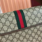 グッチ 25S オフィディア ミディアム クロスボディバッグ 28 ベージュ キャンバス＆ブラウン カーフスキン