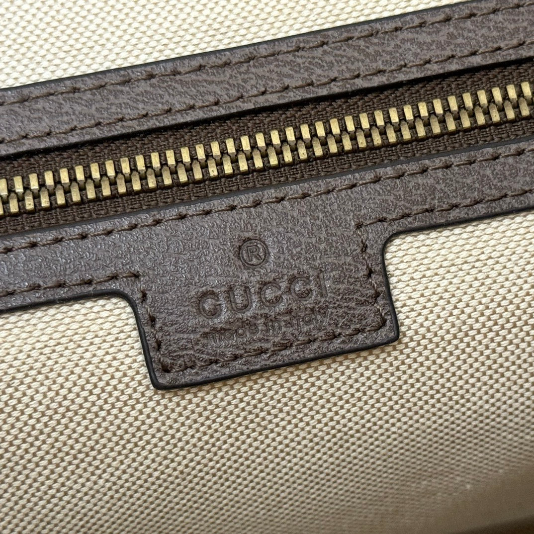 グッチ 25S オフィディア ミディアム クロスボディバッグ 28 ベージュ キャンバス＆ブラウン カーフスキン