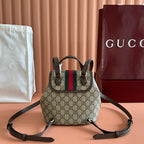 GG 25S オフィディア スモール バックパック 20 ベージュ＆エボニー カーフスキン