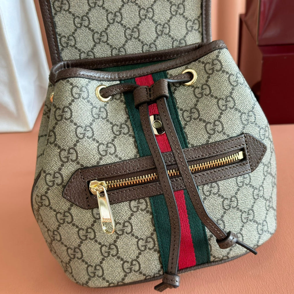 GG 25S オフィディア スモール バックパック 20 ベージュ＆エボニー カーフスキン