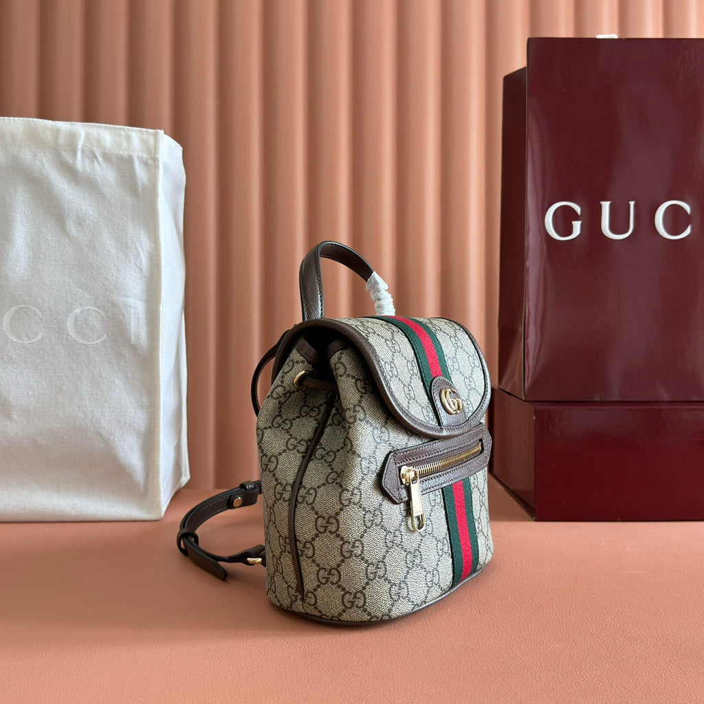 GG 25S オフィディア スモール バックパック 20 ベージュ＆エボニー カーフスキン