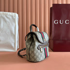 GG 25S オフィディア スモール バックパック 20 ベージュ＆エボニー カーフスキン