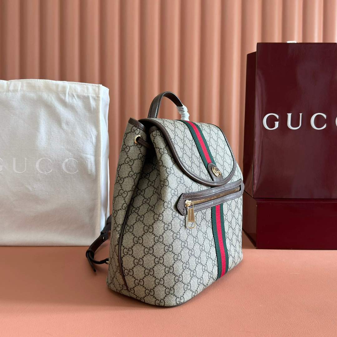 GG 25S オフィディア ミディアム バックパック 30 ベージュ＆エボニー カーフスキン