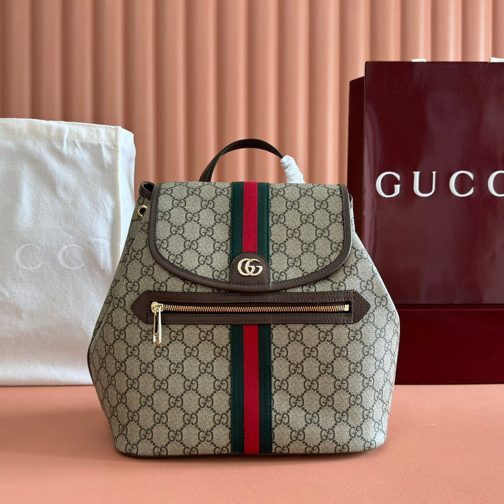 GG 25S オフィディア ミディアム バックパック 30 ベージュ＆エボニー カーフスキン