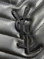 LOULOU SHOULDER BAG 32 IN BLACK QUILTED LAMBSKIN BLACK HARDWARE