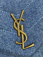 LOULOU MINI BAG 20 IN BLUE DENIM GOLD HARDWARE