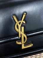 ソルフェリーノ スモールサッチェル 19インチ ブラックカーフスキン ゴールド金具