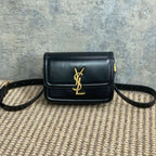 ソルフェリーノ スモールサッチェル 19インチ ブラックカーフスキン ゴールド金具