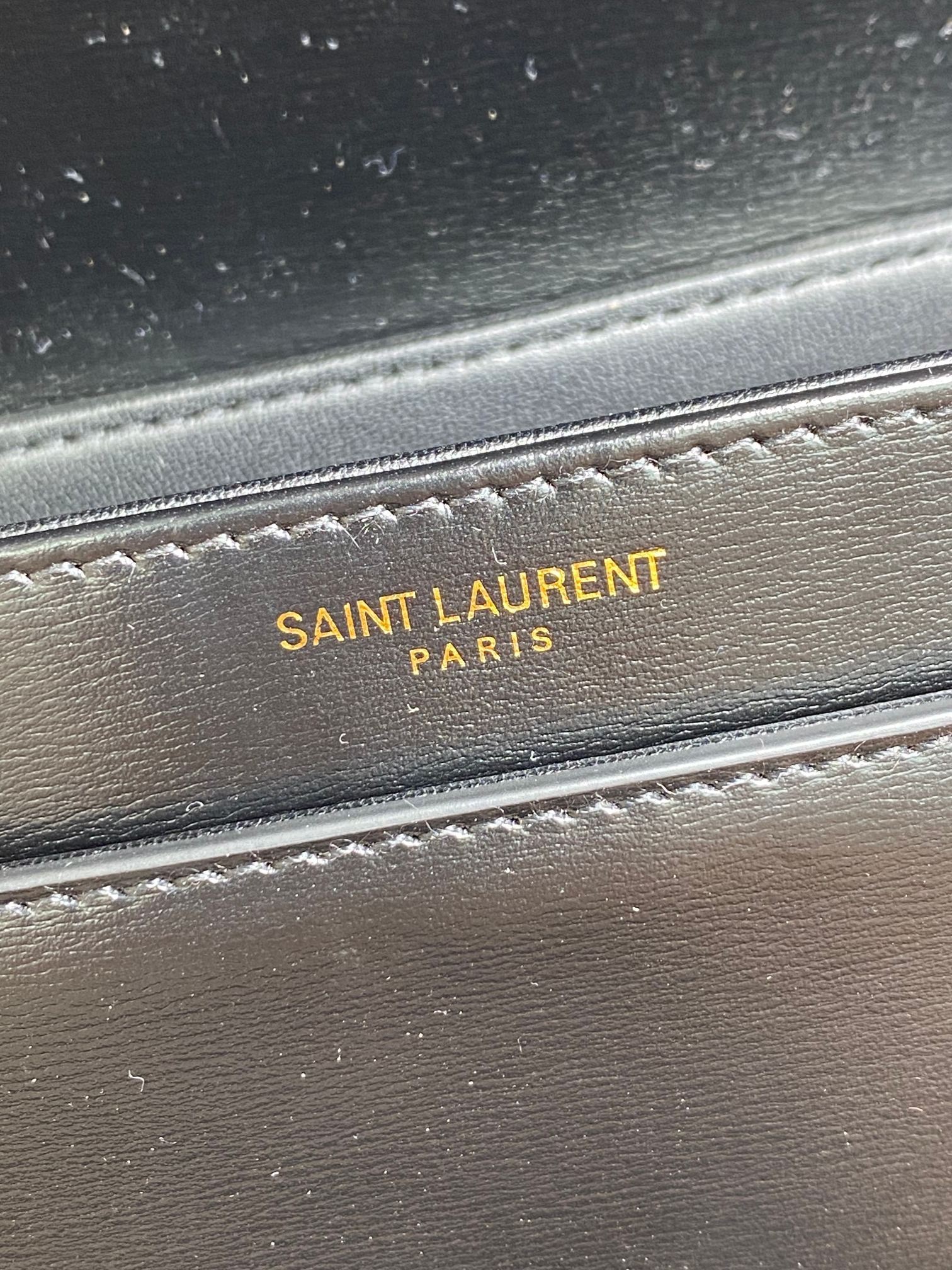 ソルフェリーノ スモールサッチェル 19インチ ブラックカーフスキン ゴールド金具