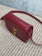 SOLFERINO SMALL SATCHEL 19 IN SCARLET RED CALFSKIN GOLD HARDWARE