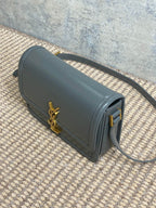 SOLFERINO SMALL SATCHEL 23 IN DARK GREY CALFSKIN GOLD HARDWARE