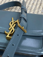 ソルフェリーノ スモールサッチェル 19インチ ダークグレー カーフスキン ゴールド金具