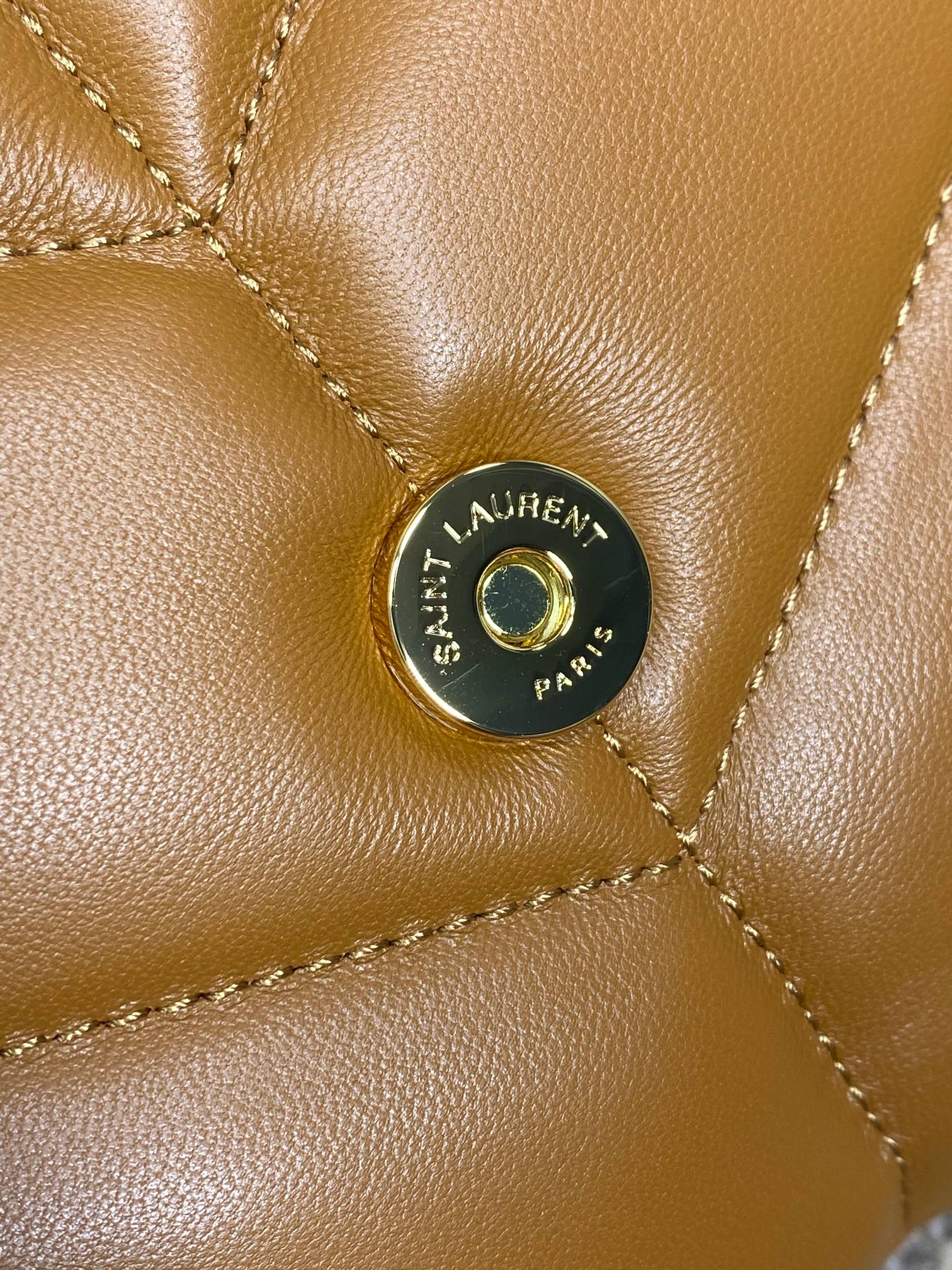 パファー スモール 29インチ ブロンズブラウン ラムスキン ゴールド金具