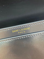 ヴォルテール ハーフムーン ショルダーバッグ 24インチ ブラック カーフスキン ゴールド メタリック