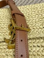 ソルフェリーノ ミディアム クロスボディバッグ 23インチ ベージュ ミックスブラウン ラフィア