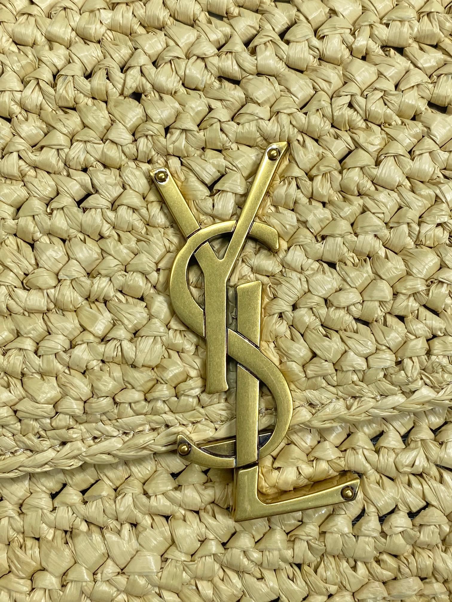 ソルフェリーノ ミディアム クロスボディバッグ 23インチ ベージュ ミックスブラウン ラフィア