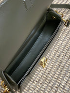 VOLTAIRE HALF-MOON SHOULDER BAG 24 IN DARK GREEN CALFSKIN GOLD METALLIC