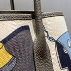 ガーデンパーティー 36 アイボリーイエローブルー トワルH キャンバス エトゥープ カーフスキン 乗馬用ハーネスプリント