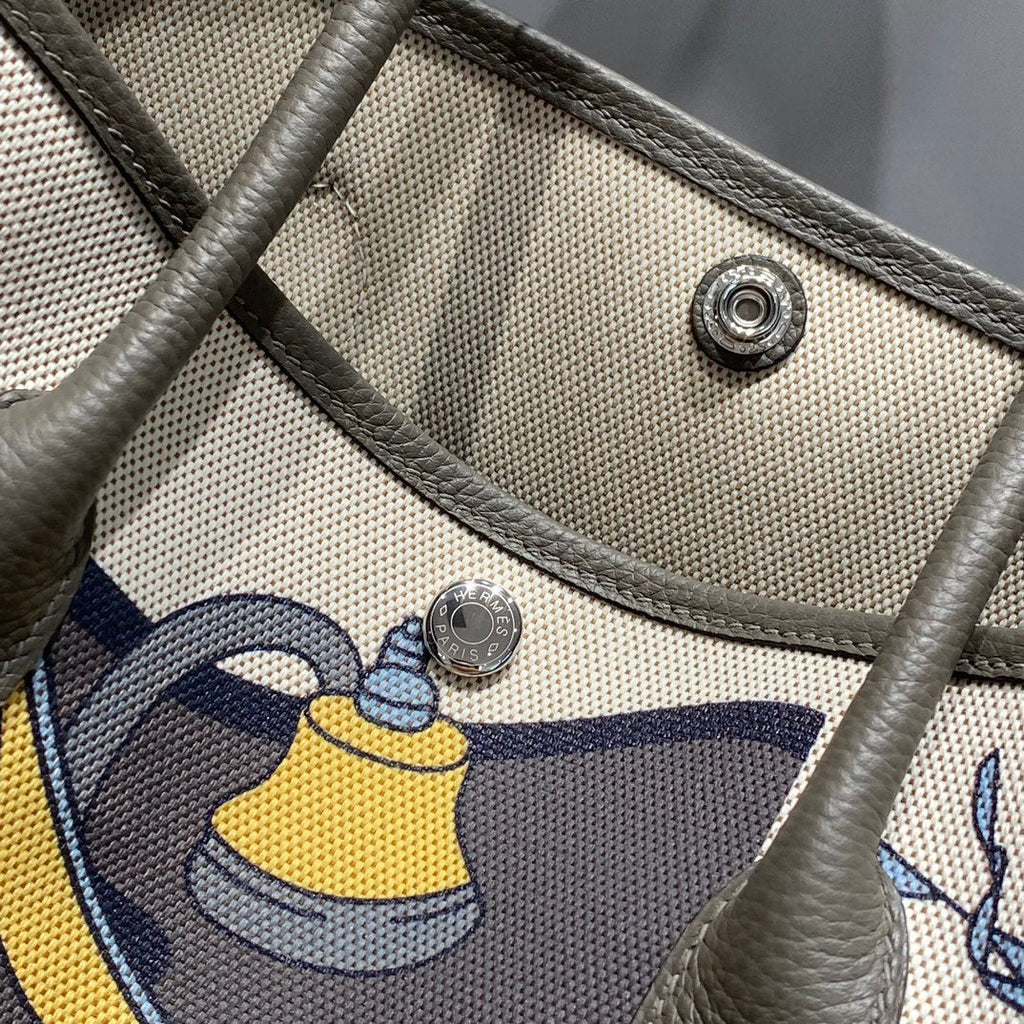 ガーデンパーティー 36 アイボリーイエローブルー トワルH キャンバス エトゥープ カーフスキン 乗馬用ハーネスプリント