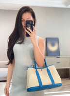 ガーデンパーティー 30cm ホワイトトイレットペーパー コットンキャンバスとブルーカーフスキン サイドはグリーン