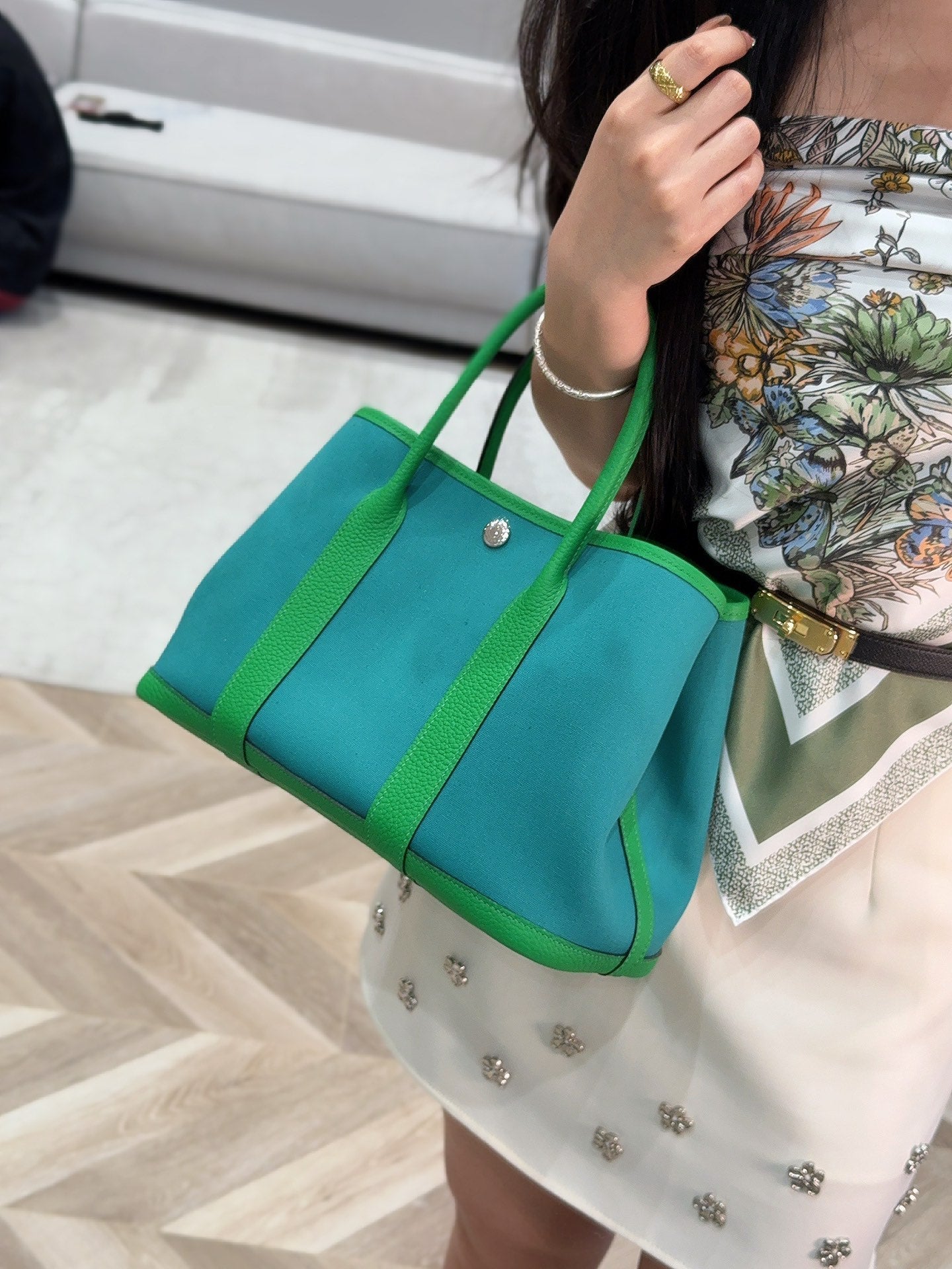 ガーデンパーティー 30cm カドミウムグリーン トイレットペーパー コットンキャンバスとグリーンカーフスキン