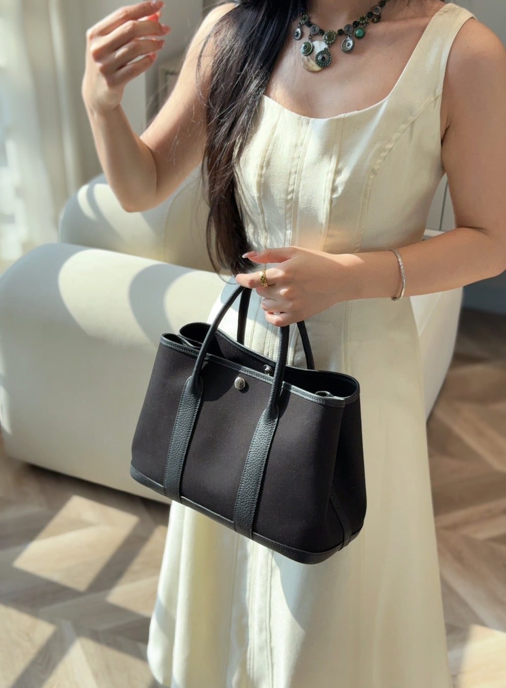 ガーデンパーティー 30cm ブラック トイレットペーパー コットンキャンバス＆カーフスキン