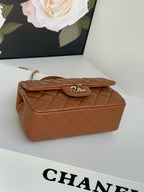 フラップバッグ 20インチ ブロンズブラウン ラムスキン ハンドル付き