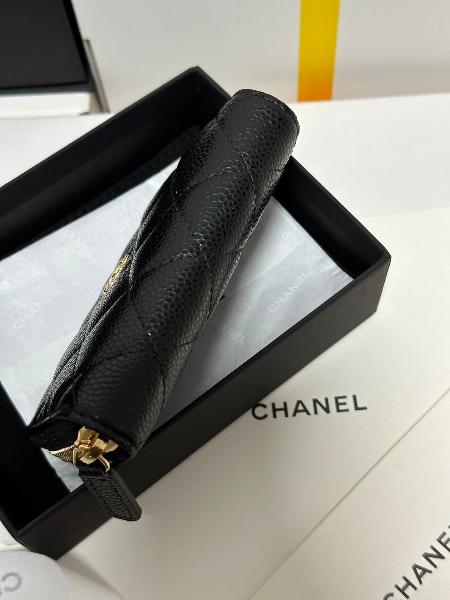 ミニウォレット 11インチ ブラック キャビアスキン ゴールドメタリック