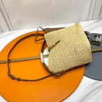 LE 37 ミディアム 25 ライトイエローストローとブラウンレザートリム