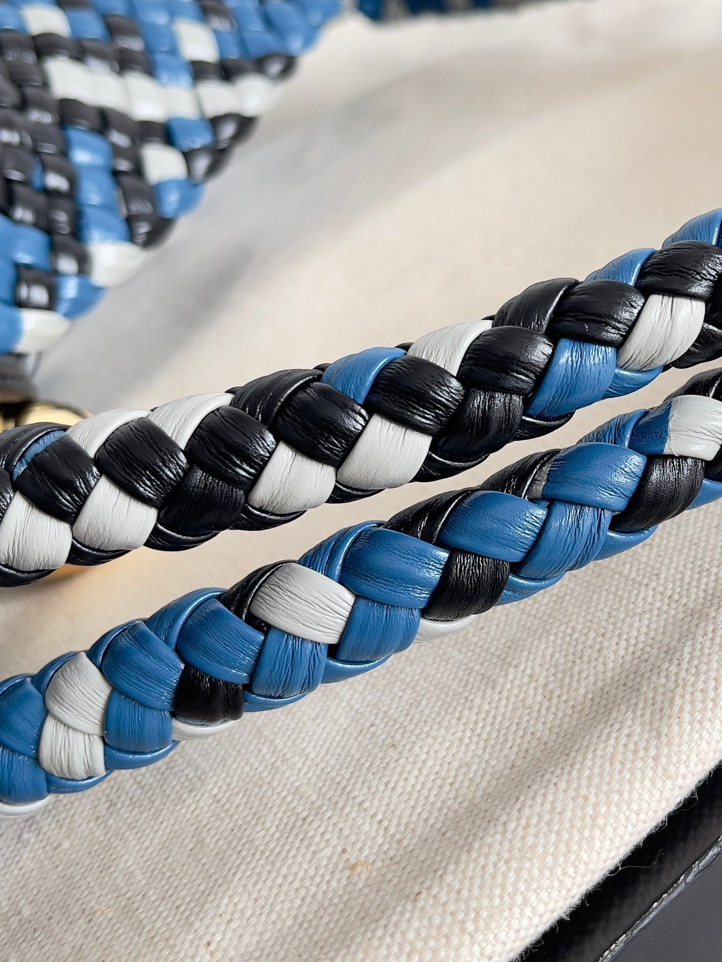 TOSCA SHOULDER BAG 27 IN BLUE MIX BLACK AND WHITE LAMBSKIN