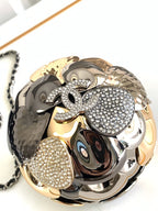 イブニングバッグ 9金 シルバー ルテニウム メタル クリスタル付き