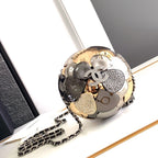 イブニングバッグ 9金 シルバー ルテニウム メタル クリスタル付き