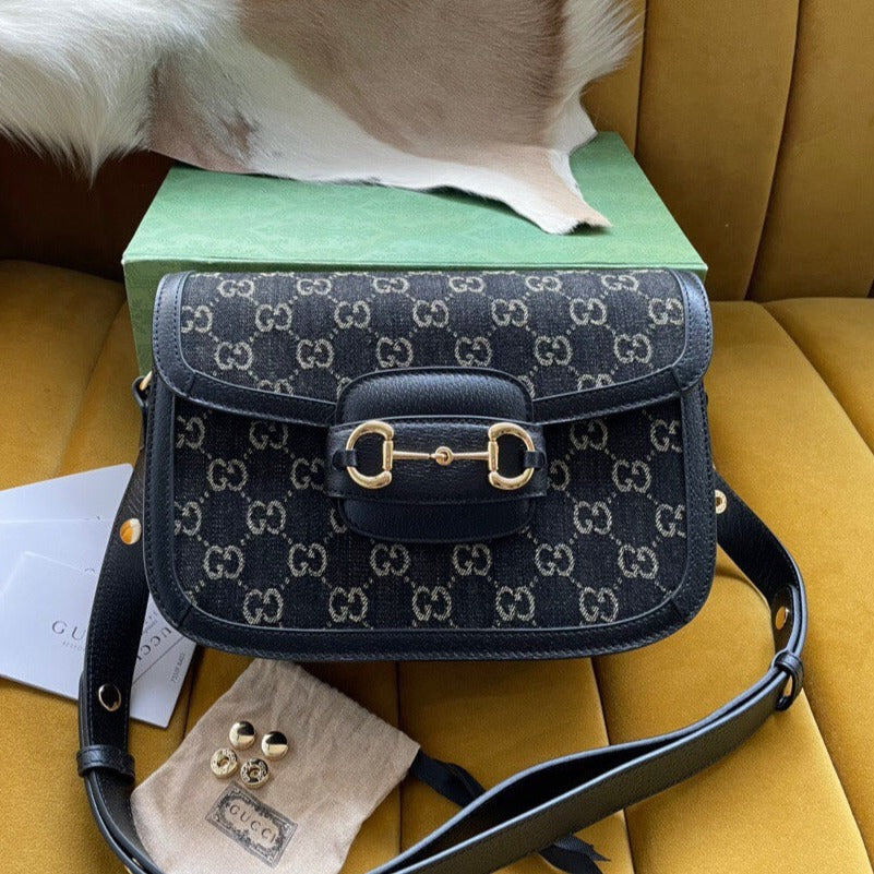 GGホースビット 1955 ミニバッグ 25 ブラックデニム