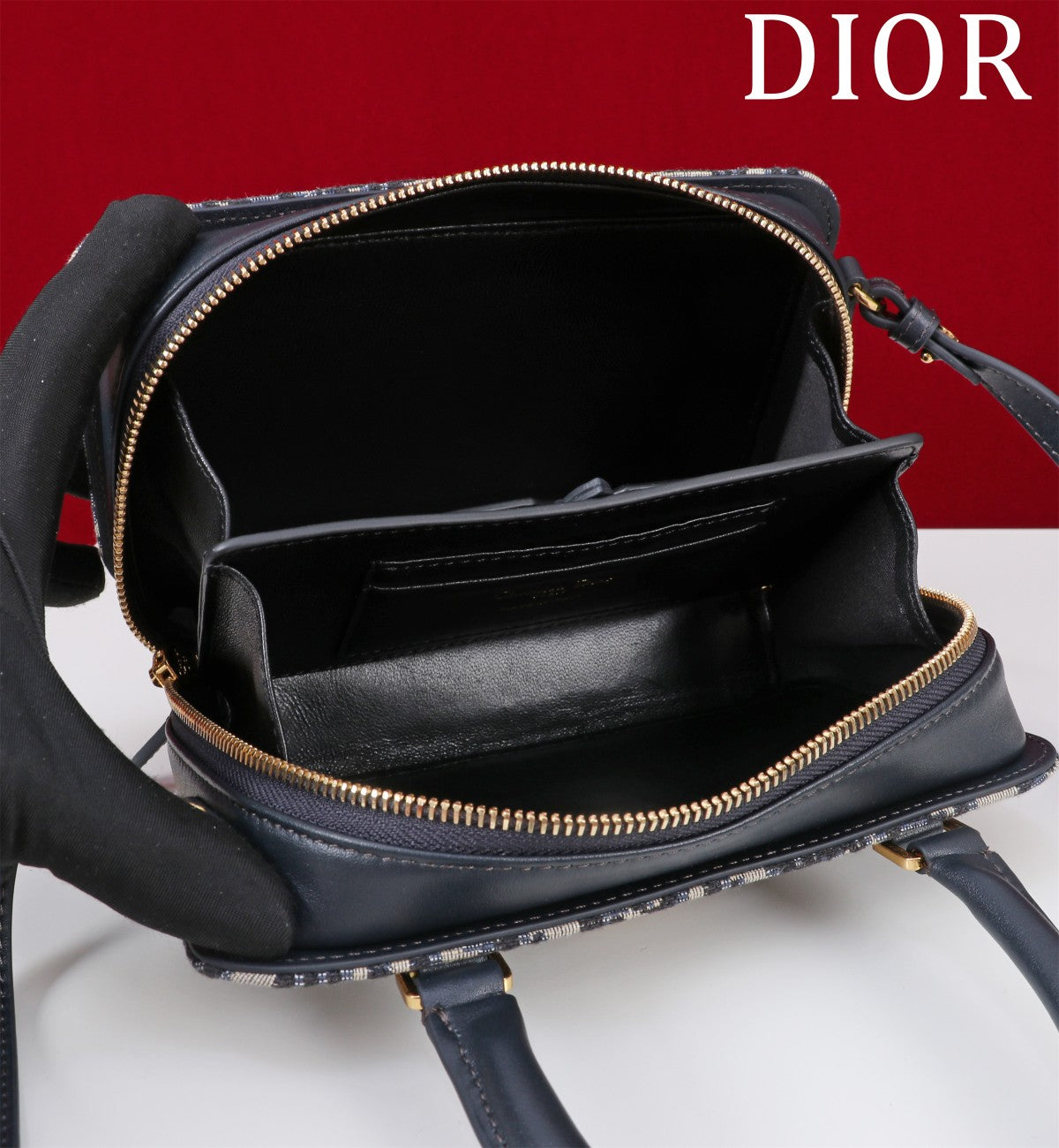 モンテーニュ ミニ ドクターバッグ 20インチ ブラック モノグラム オブリーク ジャカード ミックス カーフスキン