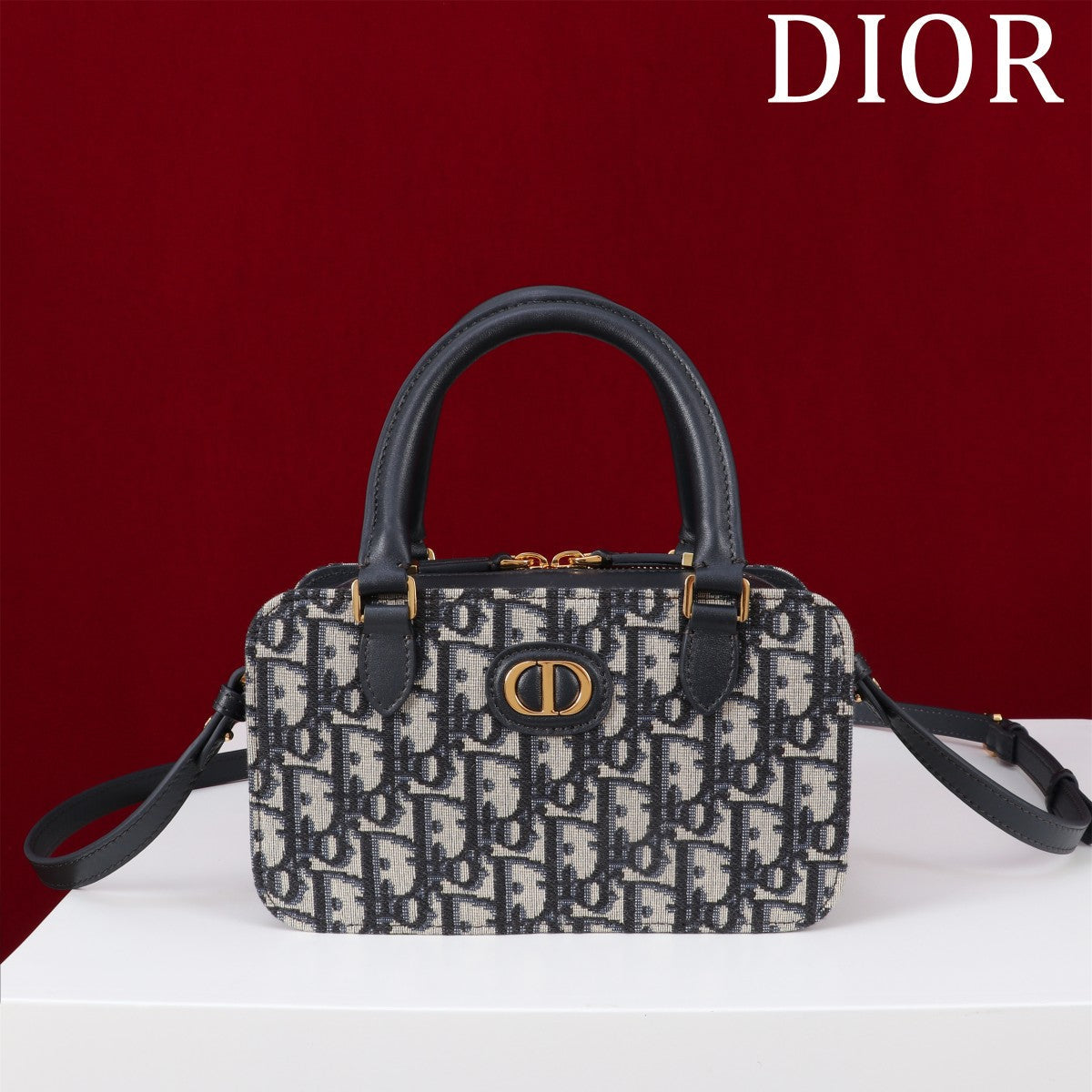 モンテーニュ ミニ ドクターバッグ 20インチ ブラック モノグラム オブリーク ジャカード ミックス カーフスキン