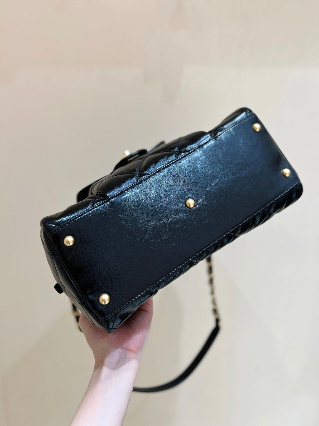 キルティングボウリングバッグ 33インチ ブラック ラムスキン ゴールド金具