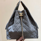CC 25 HANDBAG 40 IN GREY SUEDE GOLD HARDWARE