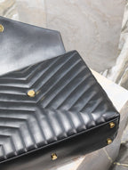 ルル ラージ 36インチ ブラック キルティングカーフスキン ゴールド金具