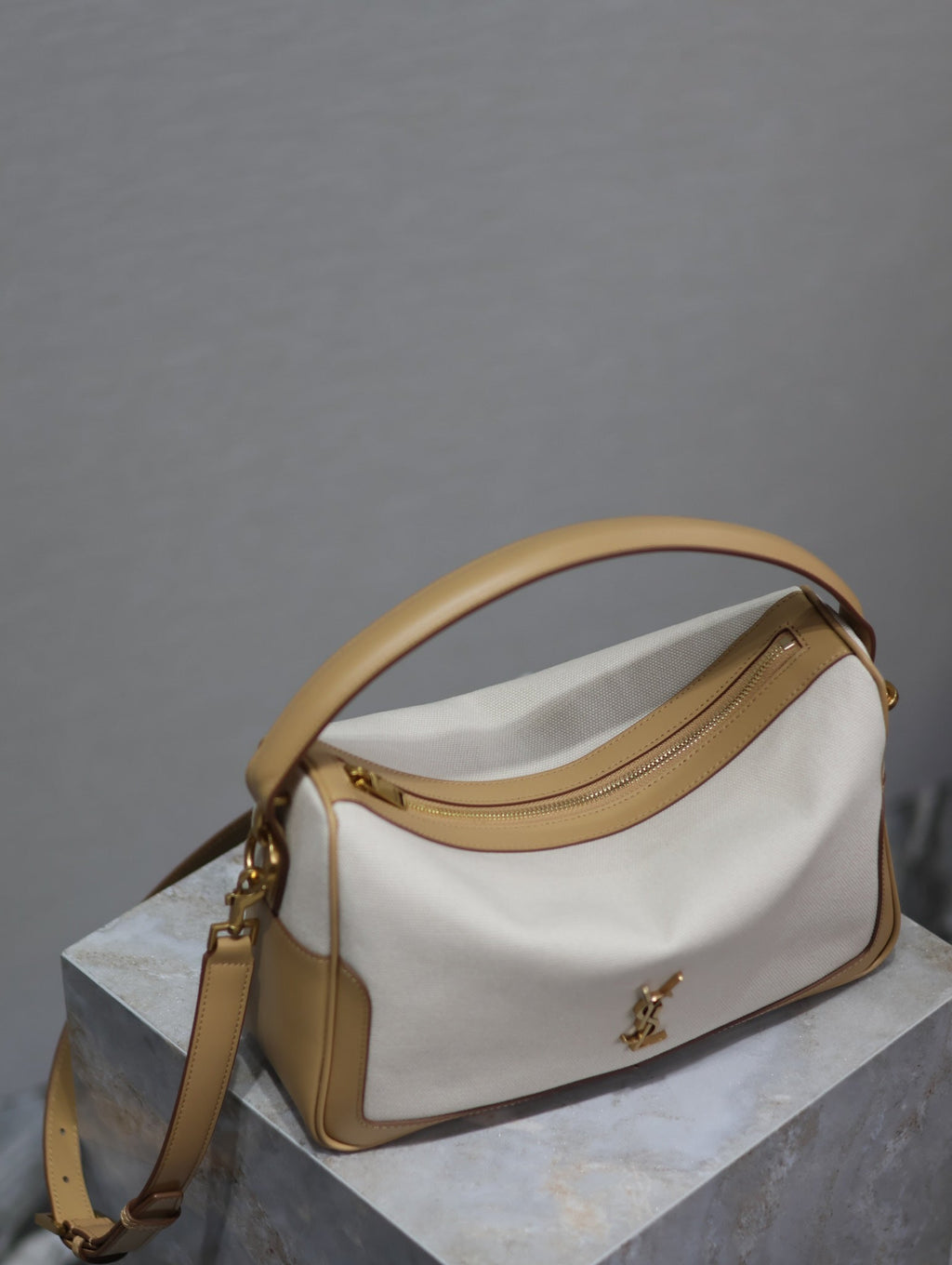 カメラサプルバッグ 28 ホワイトキャンバス＆ブラウンカーフスキントリム